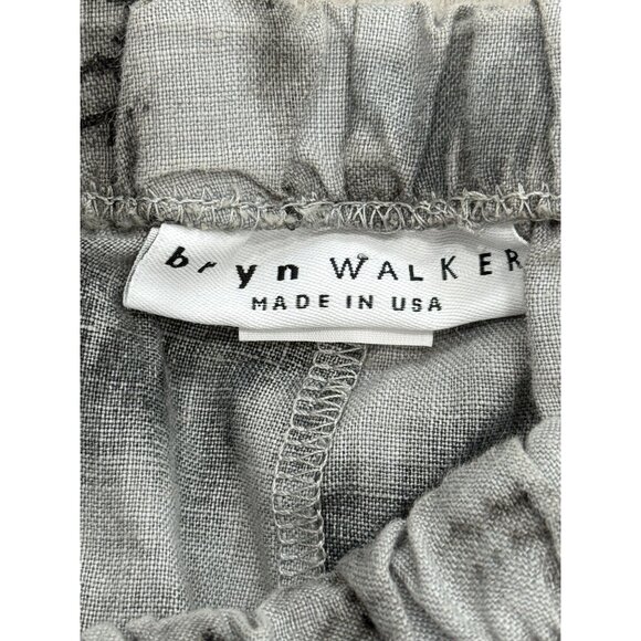 Bryn Walker Wide-Leg Crop Lantern Pants Linen Pull-On Gray Black Print Size XL - Picture 3 of 9